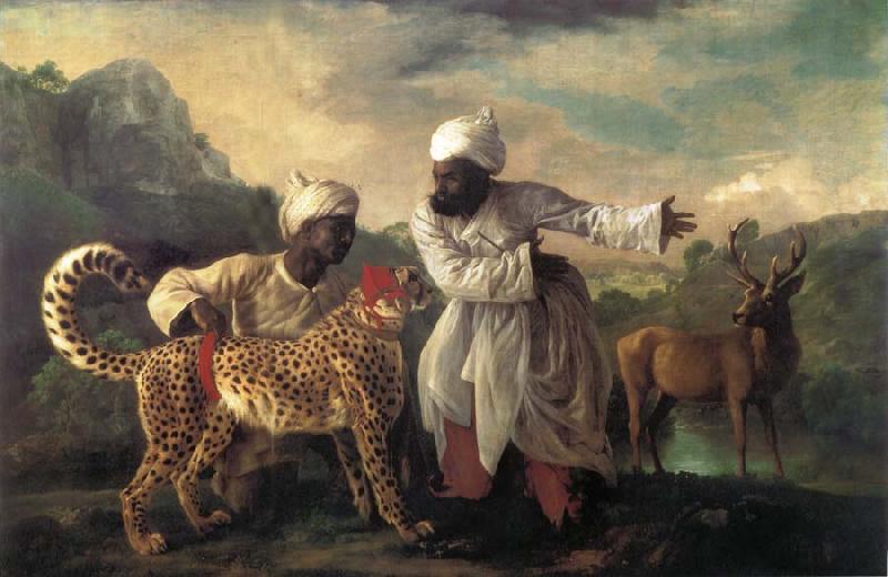  Cheetah and Stag with two indians